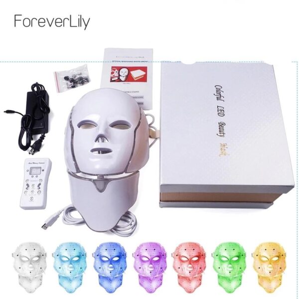 Foreverlily 7 couleurs Led masque Facial thérapie luminothérapie acné beauté